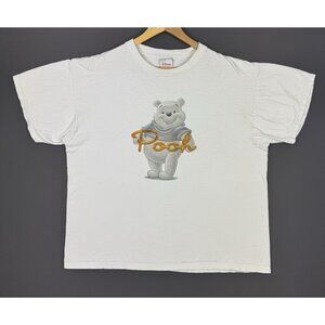 Vintage 90's Disney Store Winnie The Pooh Cartoon TV Show Art Promo White Tee